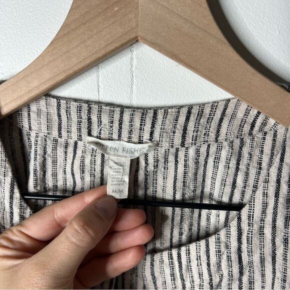 Eileen Fisher Organic cotton Stripe Open Front Preppy Minimalist Summer Vacation - Picture 3 of 11